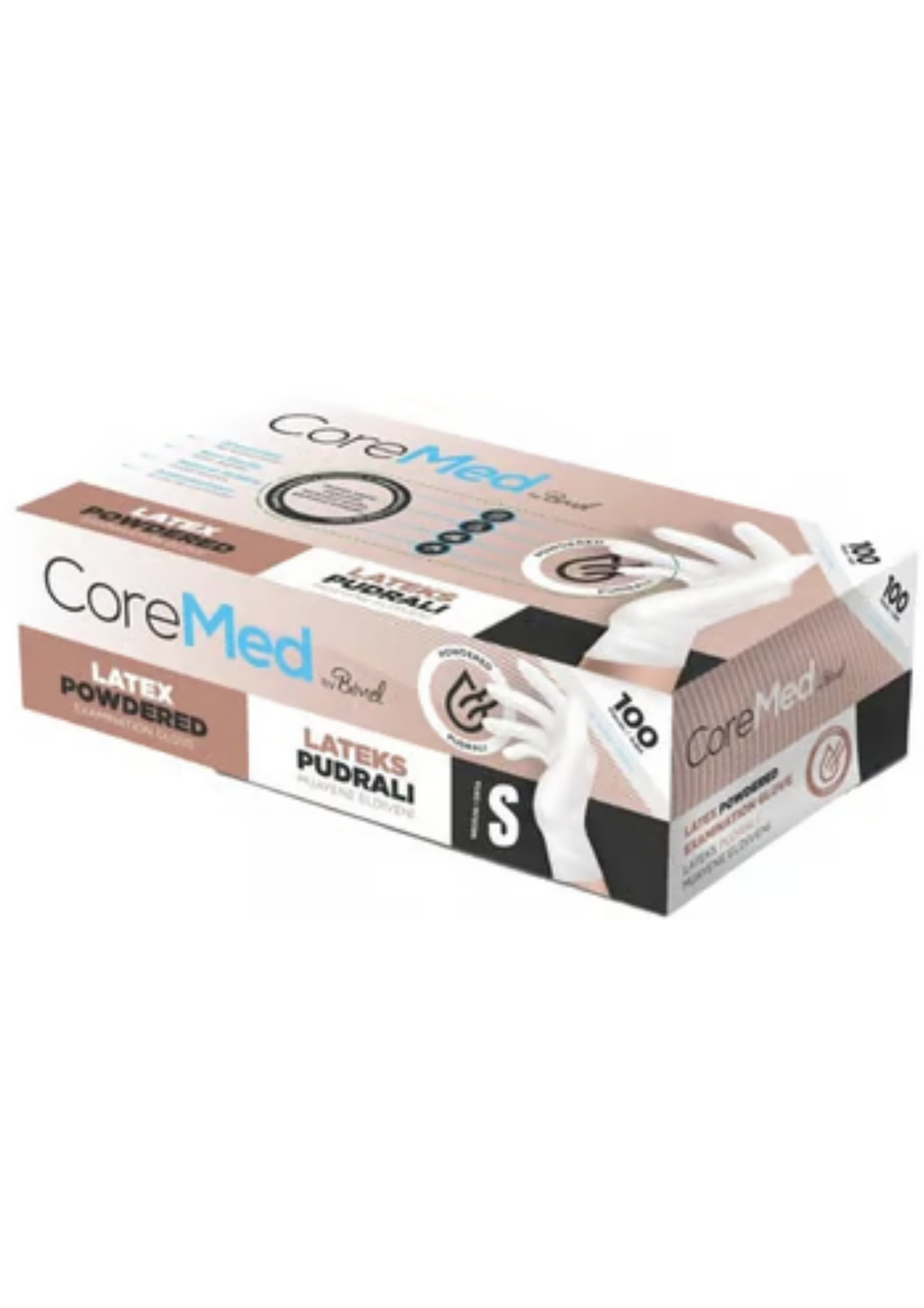 COREMED LATEKS PUDRALI BEYAZ MUAYENE ELDİVENİ S 100 LÜ