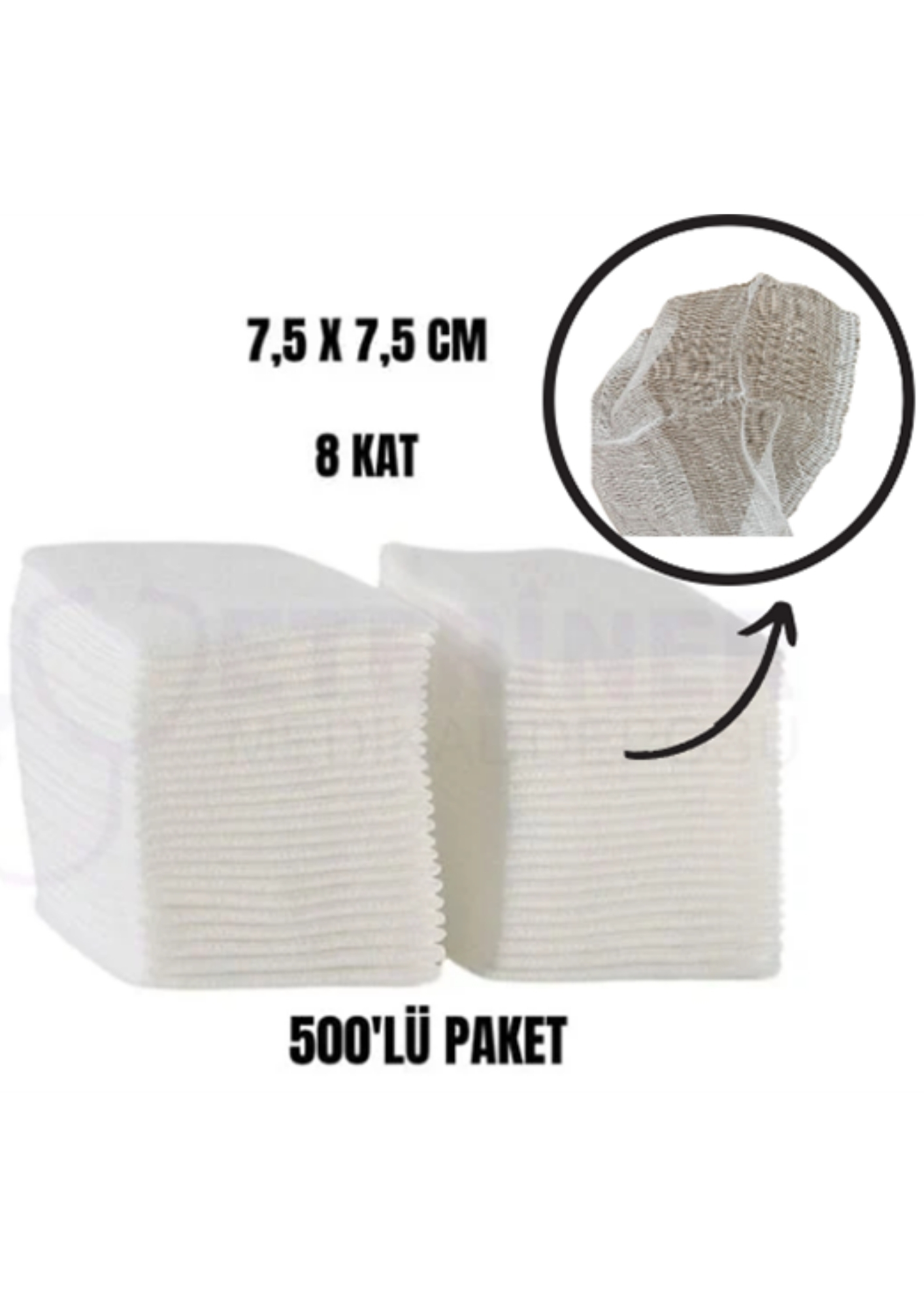 DERMATEKS SPANCH 7,5cm x 7,5cm 8 KAT DÜZ - 500 LÜ NONSTERİL