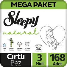 SLEEPY BEZ NATURAL MEGA PAKET NO 3 MİDİ 168 Lİ 4 9 KG