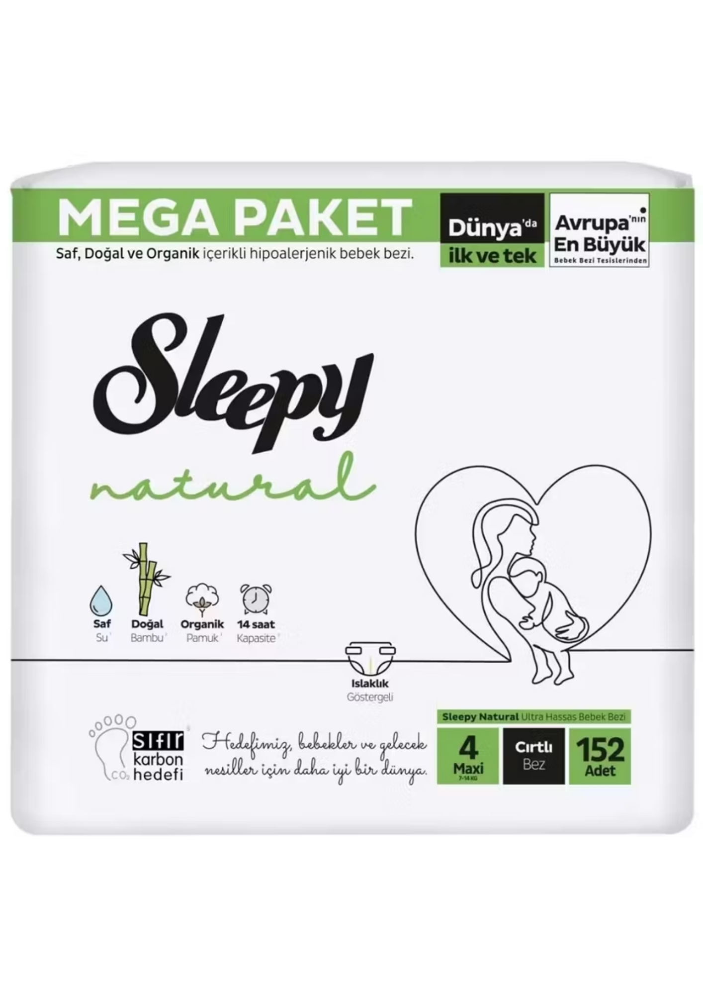 SLEEPY BEZ NATURAL MEGA PAKET NO 4 MAXİ 152 Lİ
